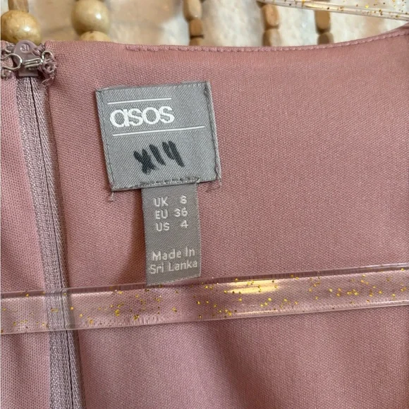 ASOS Pink Short Sleeve Midi Square Neck Cocktail Professional Contemporary Dress - Picture 8 of 8